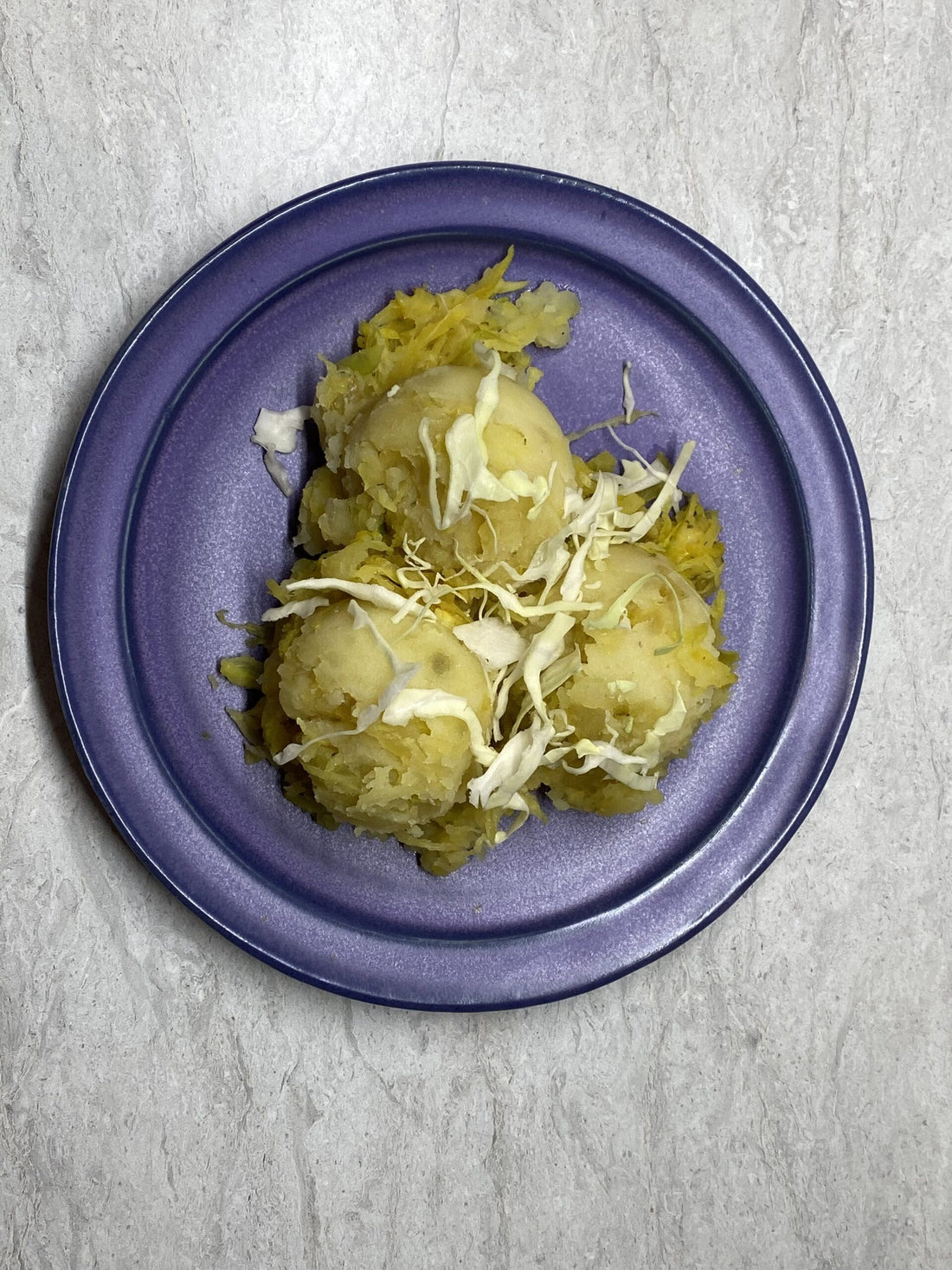 Dill Mashed Potatoes with Cabbage and Onions