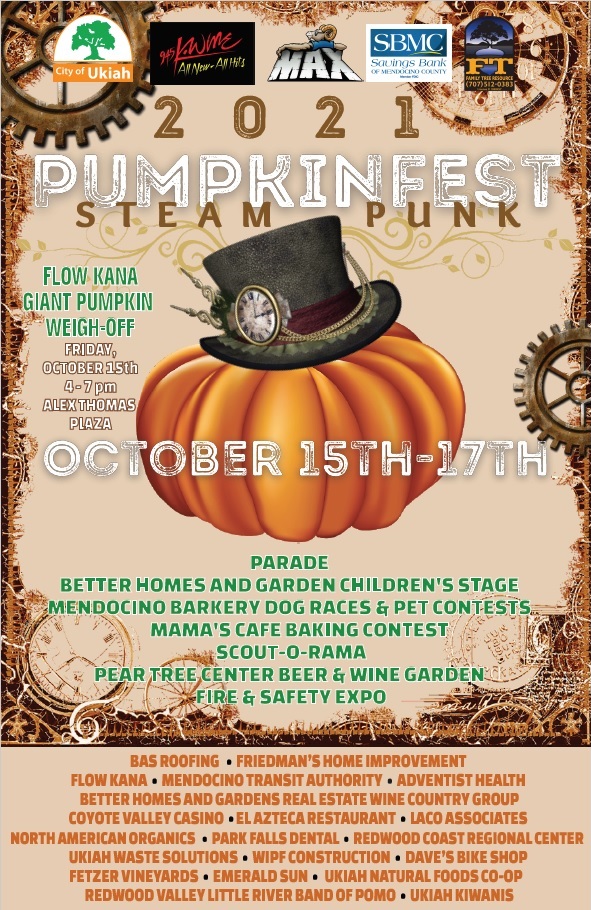 Pumpkinfest 2022 – Ukiah, CA on October 15-16