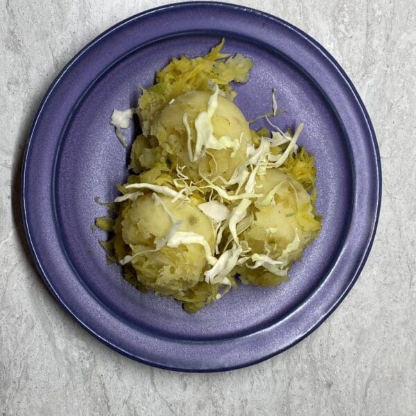 Dill Mashed Potatoes with Cabbage and Onions
